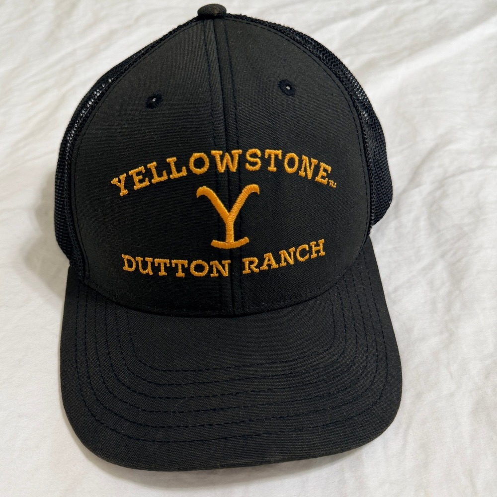 Yellowstone Dutton Ranch Trucker Hat Black Mesh Snapback Cap One Size‎ Fits Most